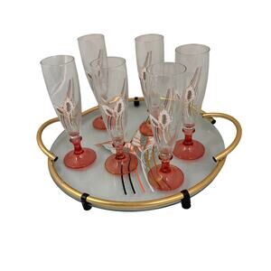MCM CROV Over Line CRISTAL GLASSES and Glass tray - bar cart accessories